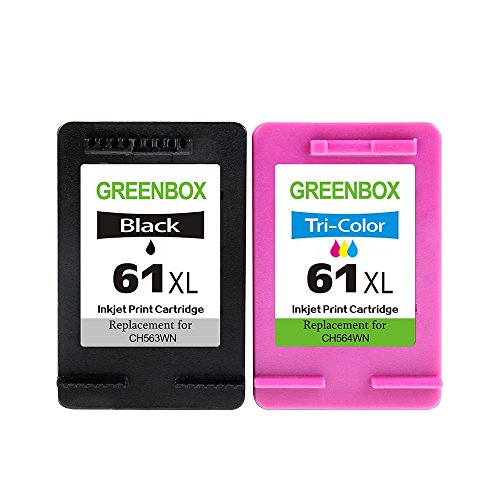 0611029798009 - GREENBOX REMANUFACTURED INK CARTRIDGES REPLACEMENT FOR HP 61 61 XL, 2 PACK (1 BLACK, 1 COLOR) CC641WN CC644WN