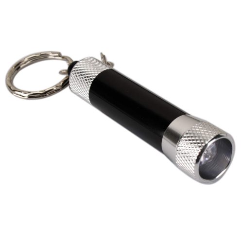 0061111121336 - CRAZY K&A MINI MICRO LED KEYCHAIN KEY RING SUPER FLASH BRIGHT FLASHLIGHT TORCH WHITE LIGHT - GREAT FOR HOME, TRAVEL AND OUTDOOR USE (BLACK)