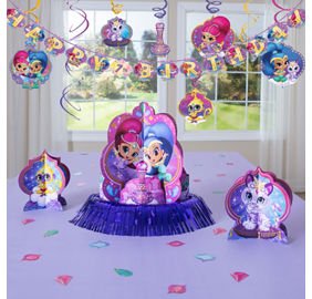 0611138605601 - SHIMMER & SHINE ROOM DECORATIONS 12 SWIRLS, TABLE DECORATION KIT, AND BANNER BIRTHDAY PARTY SUPPLIES