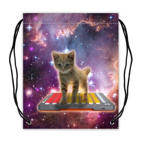 0611177074314 - GALAXY SPACE CAT BASKETBALL DRAWSTRING BACKPACK BAGS TWIN-SIDED PRINT