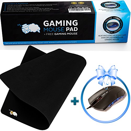 0611230430248 - CUSHIONCARE LARGE GAMING MOUSE PAD - 12.6 X 10.6 X 0.2 INCHES - COMES WITH GAMING MOUSE - SOFT AND BREATHABLE MATERIAL - 3 YEARS WARRANTY