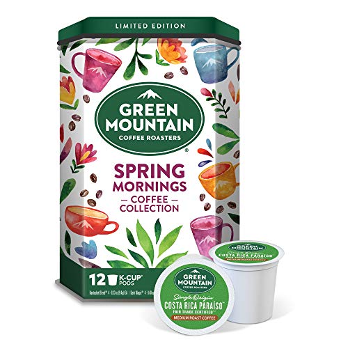 0611247391709 - GREEN MOUNTAIN COFFEE ROASTERS SPRING MORNINGS COFFEE COLLECTIBLE TIN, SINGLE SERVE KEURIG K-CUP PODS, VARIETY PACK GIFT SET, 12 COUNT