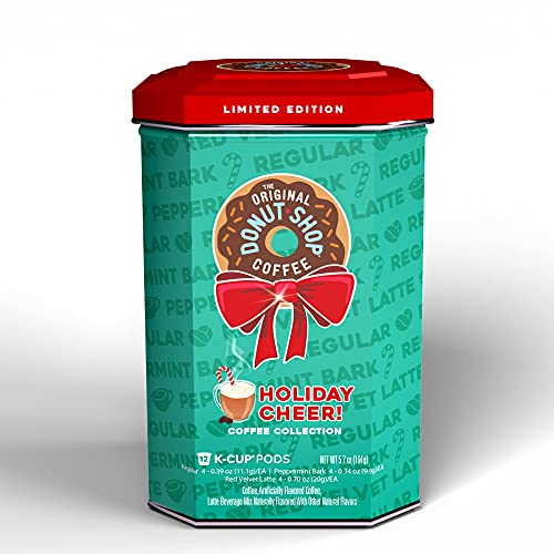0611247393932 - THE ORIGINAL DONUT SHOP HOLIDAY CHEER LIMITED EDITION COLLECTIBLE TIN, KEURIG SINGLE SERVE K-CUP PODS, 12 COUNT