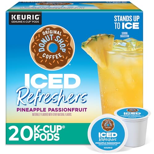 0611247402368 - THE ORIGINAL DONUT SHOP ICED REFRESHERS, PINEAPPLE PASSIONFRUIT FLAVOR, KEURIG SINGLE SERVE K-CUP PODS, 20 COUNT