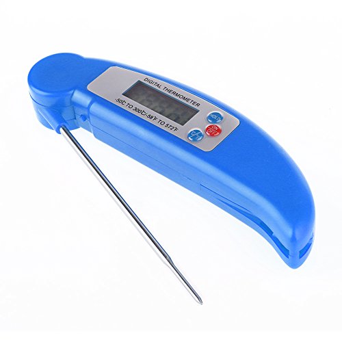 0611553114351 - COOKING THERMOMETER, DIGITAL MEAT THERMOMETER PROBE PRESET INSTANT READ TIMER, TEMPERATURES FORK WITH LCD SCREEN FOR BBQ GRILL (BLUE)