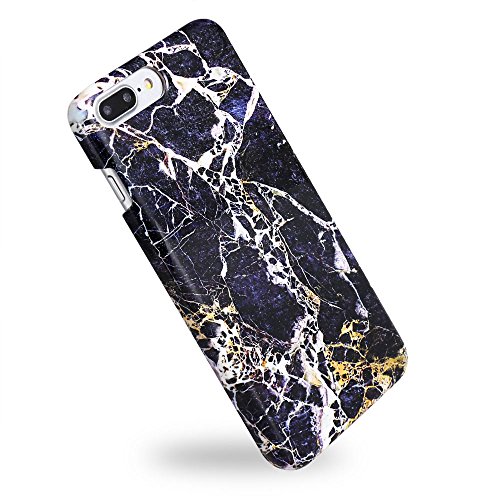0611553252176 - IPHONE 7 PLUS CASE, WASTOU GLOSSY SLIM FIT PROTECTIVE HARD MARBLE PATTERN COVER CASE FOR IPHONE 7 PLUS (NAVY BLUE)