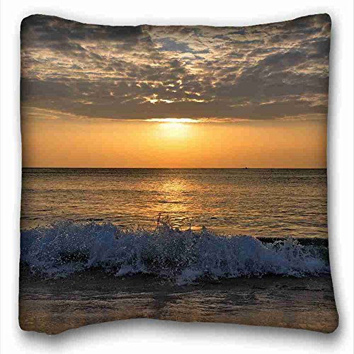 6116354284820 - GENERIC PERSONALIZED ( NATURE BEACHES LANDSCAPE SUNSET SKY CLOUDS SEA OCEAN SURF WAVES ) STANDARD SIZE PILLOWCASE FOR HAIR & FACIAL BEAUTY SIZE 16X16 INCHES SUITABLE FOR FULL-BED PC-YELLOW-6467