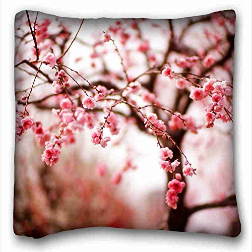6116354355797 - CUSTOM ( NATURE FLOWERS CHERRY BLOSSOM FLOWERS TREES BLOSSOMS ) PILLOW CUSHION CASE COVER ONE SIDES PRINTED 16X16 INCHES SUITABLE FOR FULL-BED PC-YELLOW-7245