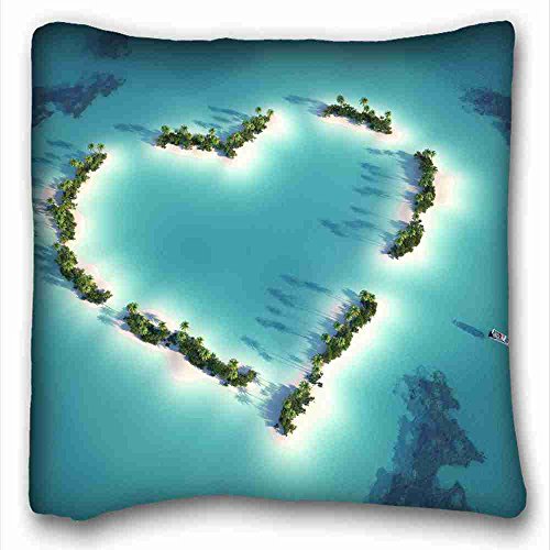 6116354428811 - GENERIC PERSONALIZED ( NATURE HEART PALMS ISLAND IMAGES HEIGHT TREES TROPICS ) POPULAR 16X16 INCH ONE SIDE PIZZA RECTANGLE PILLOWCASE SUITABLE FOR TWIN-BED PC-YELLOW-8050