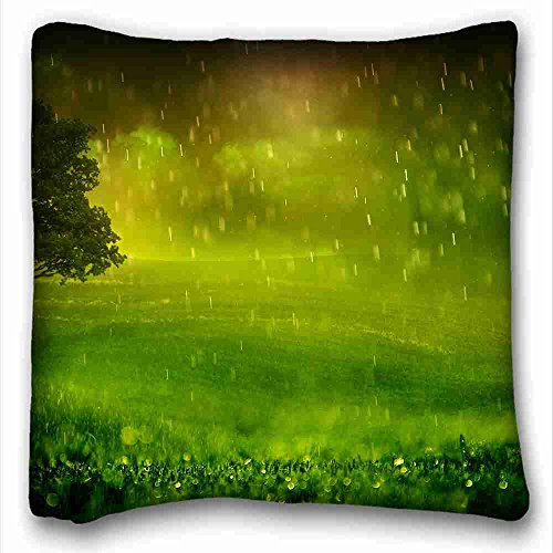 6116354462716 - CUSTOM COTTON & POLYESTER SOFT ( NATURE LANDSCAPES RAIN ) PILLOWCASE COVER 16X16 ONE SIDE SUITABLE FOR QUEEN-BED PC-ORANGE-8413