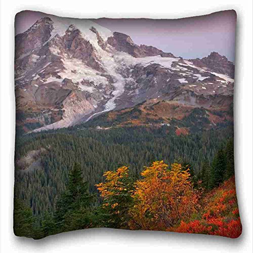6116354508605 - SOFT PILLOW CASE COVER ( NATURE MOUNTAINS SUNRISE PARADISE NATIONAL PARK WASHINGTON MOUNT ) PILLOWCASE COVER 16X16 ONE SIDE SUITABLE FOR FULL-BED PC-RED-8918