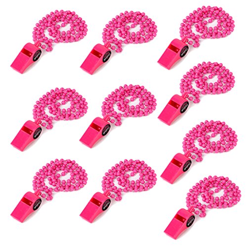 0612058621658 - 10PCS PLASTIC NOVELTY HENS NIGHT WHISTLE BEADED NECKLACE--HOT PINK