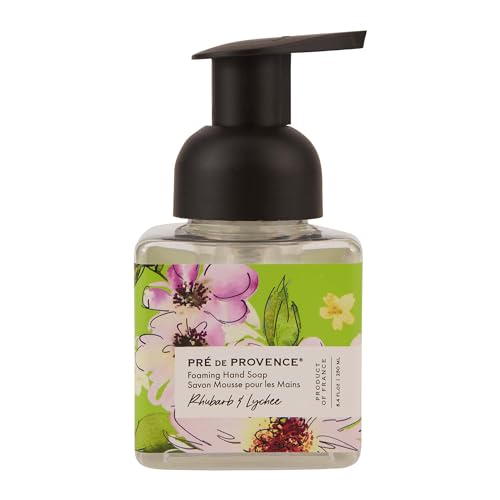 0612082774900 - PRE DE PROVENCE LE JARDIN COLLECTION SCENTED FOAMING HAND SOAP, GENTLE & MOISTURIZING, INFUSED WITH JOJOBA & COTTON SEED OILS, 250 ML, RHUBARB & LYCHEE