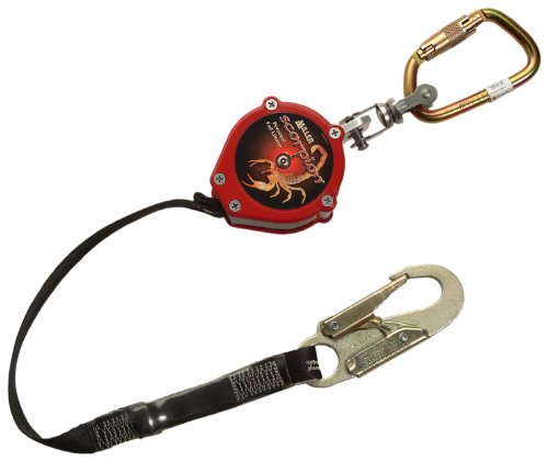 0612230153007 - MILLER PFL-4-Z7/9FT SCORPION 9-FOOT PERSONAL FALL LIMITER WITH CARABINER AND SWIVEL SHACKLE, RED