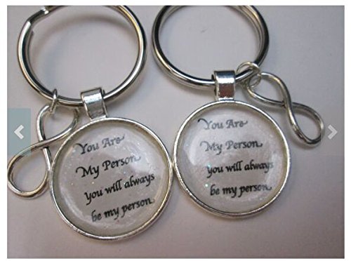 0612248130137 - SET OF 2 YOU ARE MY PERSON YOU WILL ALWAYS BE MY PERSON OFF WHITE KEYCHAIN BFF BEST FRIENDS FOREVER SISTER FAMILY KEY RINGS.
