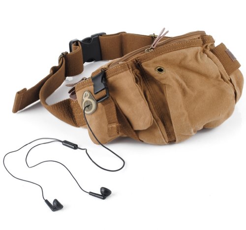 0612306211709 - KATTEE TOP CANVAS BRITISH STYLE CHEST/ WAIST BAG, WITH INVISIBLE HEADPHONE HOLE
