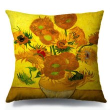 6124657892734 - GUSE CASE STARRY NIGHT VAN GOGH SUNFLOWER COTTON THROW PILLOW CASE HOME CUSTOM CUSHION COVER 18 X 18 INCH ONE SIDE