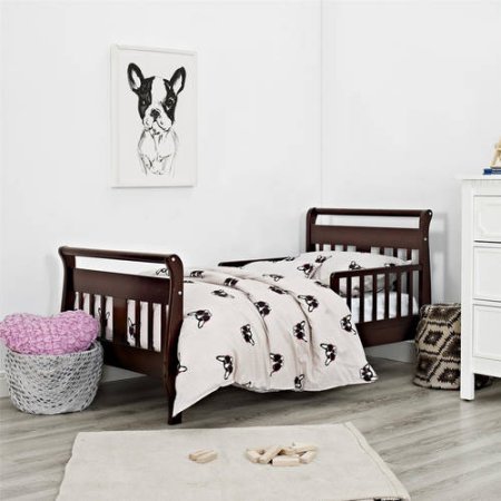 0612520701543 - BABY RELAX SLEIGH STYLE DESIGN WOOD SOLID PRINT TODDLER BED WITH 2 SIDE RAILS FOR ADDED SAFETY USES A STANDARD CRIB MATTRESS (SOLD SEPARATELY), MULTIPLE COLORS - ESPRESSO