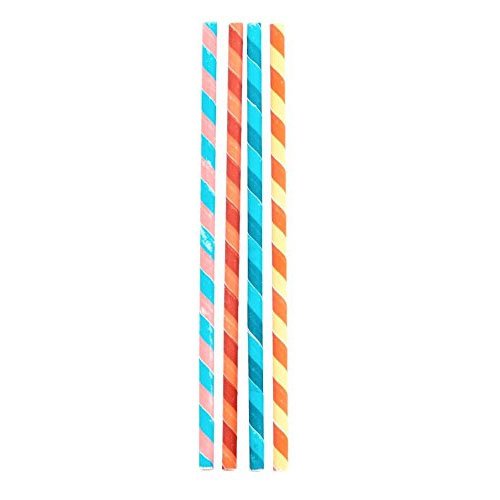 0612615069039 - KIKKERLAND BIODEGRADABLE PARTY STRIPES PAPER STRAWS, MULTICOLORED, BOX OF 144