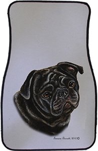 0612658360896 - BLACK PUG CAR FLOOR MATS - CAREPETED ALL WEATHER UNIVERSAL FIT FOR CARS & TRUCKS
