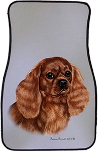 0612658361183 - RUBY CAVALIER KING CHARLES SPANIEL CAR FLOOR MATS - CAREPETED ALL WEATHER UNIVERSAL FIT FOR CARS & TRUCKS