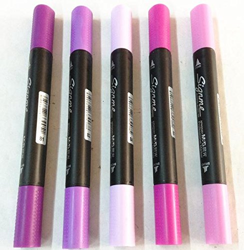 0612677462687 - M&G SIGNME DUAL TIPS FINE& BOARD DOUBLE HEAD MARKER PENS PURPLE COLOR SERIES,5 -PACK