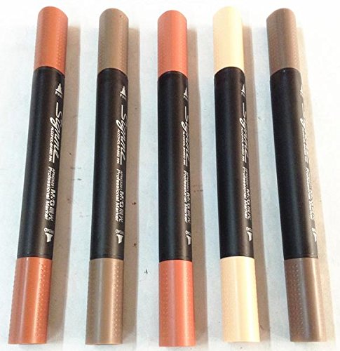 0612677462748 - 5 PCS COLOR M&G SIGNME DUAL HEAD FINE& BOARD OIL MARKER PENS HIGHLIGHTER BROWN OFFICE SUPPLY