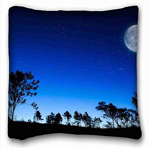 6128910973468 - CUSTOM CHARACTERISTIC ( NATURE SKY SILHOUETTE NATURE LANDSCAPES TREES STARS CG DIGITAL ART MANIP ) PILLOWCASE COVER 16X16 ONE SIDE SUITABLE FOR KING-BED PC-RED-10141
