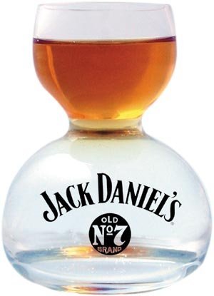 0612933683092 - JACK DANIEL'S CHASER JIGGER DOUBLE BUBBLE SHOT GLASS - 3 OZ