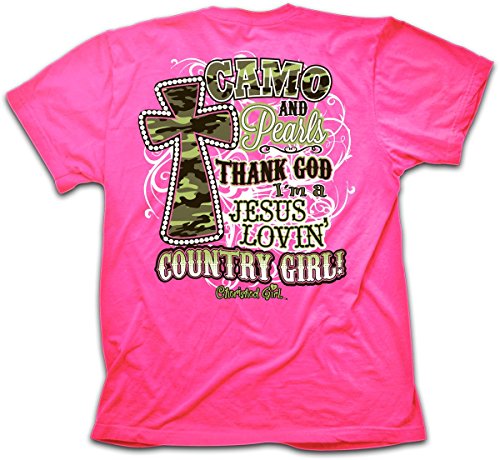 0612978304617 - CAMO AND PEARLS COUNTRY GIRL CHERISHED GIRL ADULT KERUSSO CHRISTIAN T-SHIRT (SMALL)