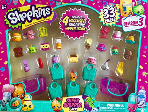 6130562103377 - SHOPKINS SEASON 3 SUPER SHOPPER PACK, INCLUDES 4 EXCLUSIVE SHOPKINS HIDDEN INSIDE - CHARACTERS MAY VARY (33 PIECES)