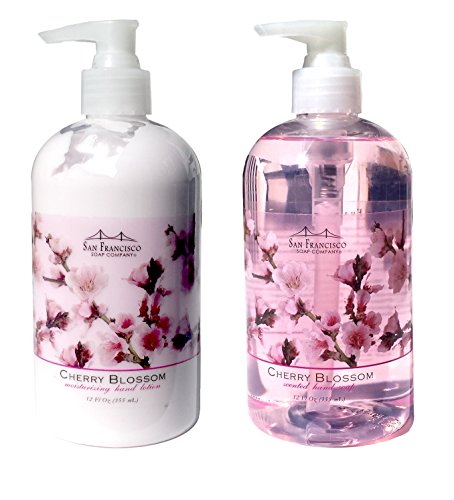 0613165463421 - SAN FRANCISCO SOAP CO. CHERRY BLOSSOM HAND LOTION AND HAND SOAP DUO SET 12 OZ EACH