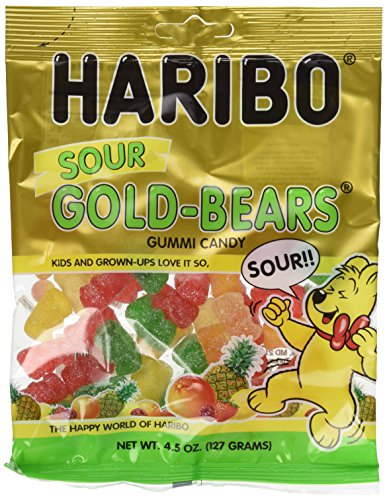 0613165691190 - HARIBO SOUR GOLD-BEARS GUMMI CANDY BAG (4.5 OZ/127G) (12 BAGS)