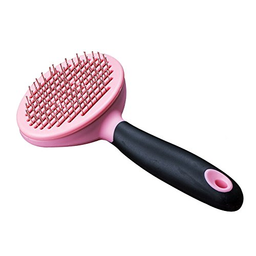 6131679480191 - C&W. PROFESSIONAL SLICKER BRUSH FOR DOGS & CATS BY GOPETS SELF-CLEANING GROOMING COMB FOR DEMATTING DETANGLING & DESHEDDING, PET TOOL (PINK)
