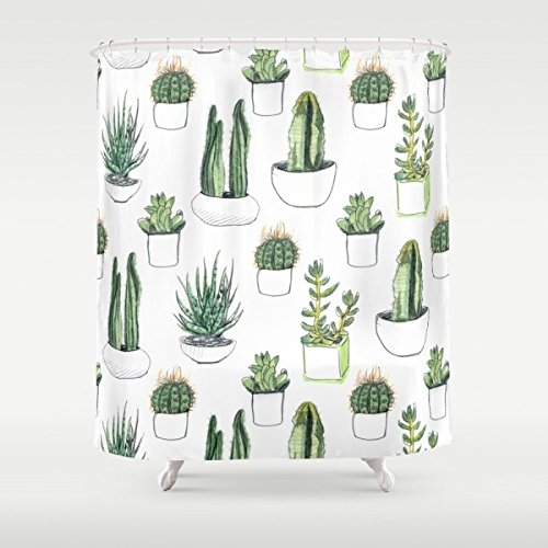 6131945736083 - GERENIC WATERCOLOUR CACTI AND SU SHOWER CURTAIN 66-72INCH