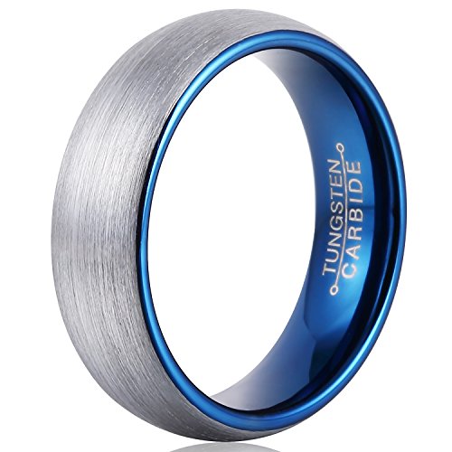 0613256107401 - FCL MAN'S TUNGSTEN CARBIDE BAND 6MM INNER PLATING BLUE FASHION WEDDING RINGS