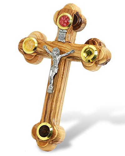 6133083364098 - WALL CROSS OF OLIVE WOOD WITH CRUCIFIX CATHOLIC FROM JERUSALEM