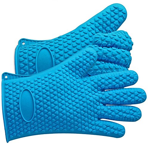 6133762002273 - MULTI-FUNCTION HEAT RESISTANT GRILLING SILICONE BBQ GLOVES SET OVEN MITTS 1 PAIR(BLUE)