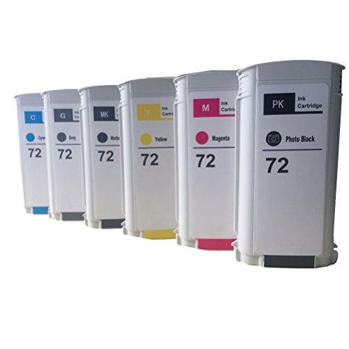 6135275676491 - (130ML) REMANUFACTURED REPLACEMENTS FOR HEWLETT PACKARD (HP 72) 6 PACKS INK CARTRIDGES PHOTO BLACK CYAN MAGENTA YELLOW GRAY MATTE BLACK FOR HP72 FOR HP DESIGNJET T1100 T1200 T2300 T610 T790 PRINTER