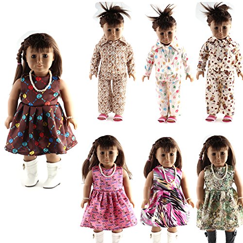 0613635958273 - SUPER VALUE 7 OUTFITS AMERICAN GIRL DOLL CLOTHES - 18 INCH DOLL ACCESSORIES SET FITS AMERICAN GIRL DOLL, OUR GENERATION, JOURNEY GIRLS DOLLS BY ZWSISU