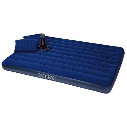 0613706967104 - INTEX CLASSIC DOWNY AIRBED SET WITH 2 PILLOWS AND DOUBLE QUICK HAND PUMP, QUEEN
