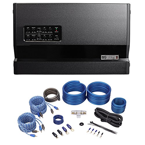 0613816028818 - PACKAGE: MB QUART ZA1-640.4 640 WATT RMS Z-LINE SERIES 4 CHANNEL CAR STEREO AMPLIFIER WITH TOP MOUNTED CONTROLS + ROCKVILLE RWK42 4 GAUGE 4 CHANNEL COMPLETE WIRE KIT WITH RCA CABLES