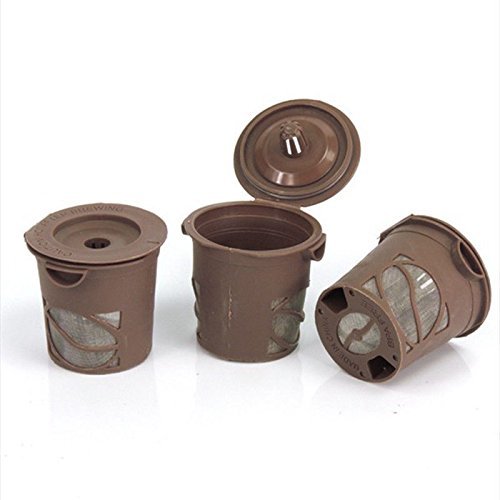 6138412729814 - ANGEL&LOVE REUSEABLE COFFEE FILTER REPLACEMENT FOR HOME SINGLE CUP BREWING SYSTEMS BROWN, PACK OF 12