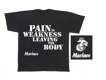0613902041738 - MARINES PAIN IS WEAKNESS T-SHIRT (LARGE) COLOR BLACK