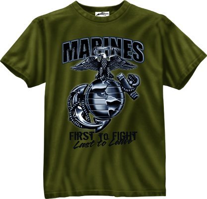 0613902821514 - ROTHCO BI-OD MARINES G & A 'FIRST TO FIGHT' T-SHIRT, SMALL