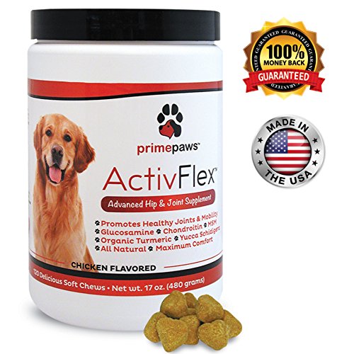 0614042867479 - ACTIVFLEX, GLUCOSAMINE FOR DOGS, SAFE ARTHRITIS PAIN RELIEF, ALL NATURAL HIP & JOINT SUPPLEMENT FOR DOGS, IMPROVES HIP DYSPLASIA, CHONDROITIN, TURMERIC, MSM FOR DOGS, 120 SOFT CHEWS, MADE IN USA