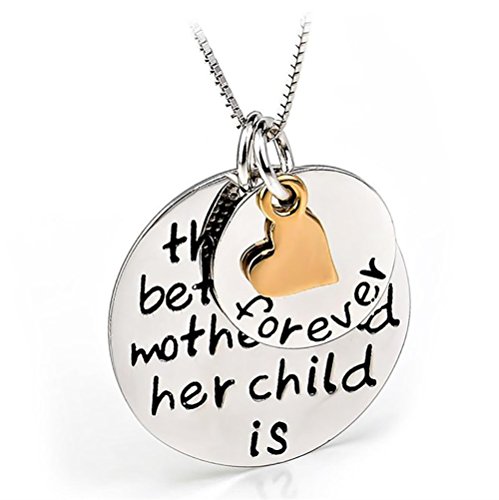 0614134030408 - ASTRO 925 STERLING SILVER RHODIUM PLATED MOM AND CHILD MESSAGE ENGRAVED PENDANT HEART CHARM NECKLACE