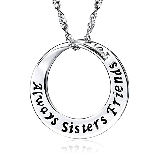 0614134030415 - ASTRO STERLING SILVER SISTERS FRIENDS FOREVER ENGRAVED MESSAGE RING PENDANT NECKLACE