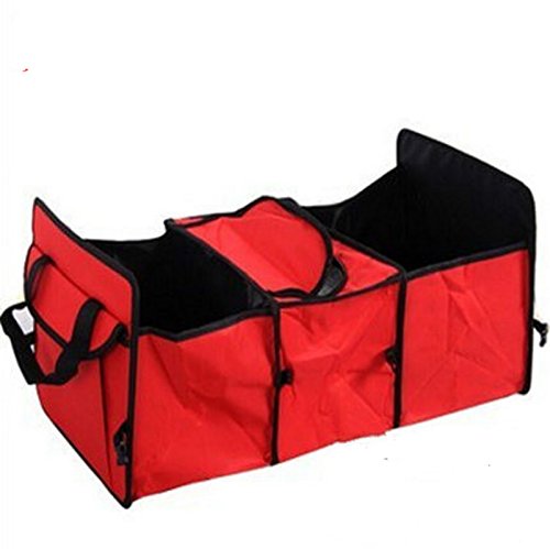 0614134046522 - NAT 1PCS WATERPROOF CAR TRUNK CARGO ORGANIZER MULTI-POCKETS STORAGE CONTAINER HEAT & COOL PROTECTING BAG(RED)