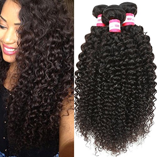 0614134185276 - B&P HAIR BRAZILIAN VIRGIN CURLY HAIR WEAVE 4 BUNDLES 100% UNPROCESSED REMY HUMAN HAIR EXTENSIONS NATURAL COLOR 22 22 24 26INCHES